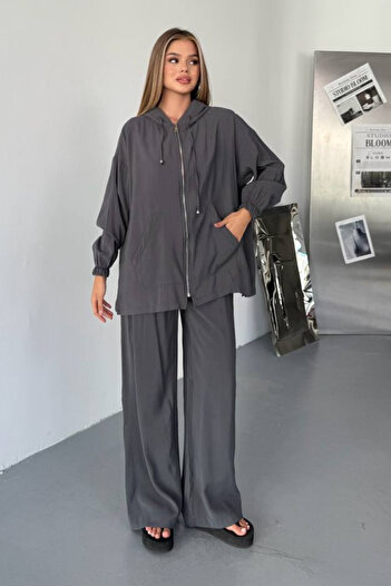 Feela Moda Women's Hooded Modal Woven Oversize Suit 2013