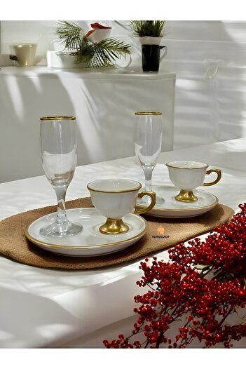 Carmen Soft Victory Series 12-Piece Luxury Coffee Cup Set with Presentation Plates, Turkish Coffee Cup