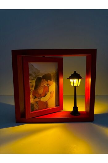 AHŞAPTAN SANAT Handmade Wooden Rotating Frame with New Street Lamp