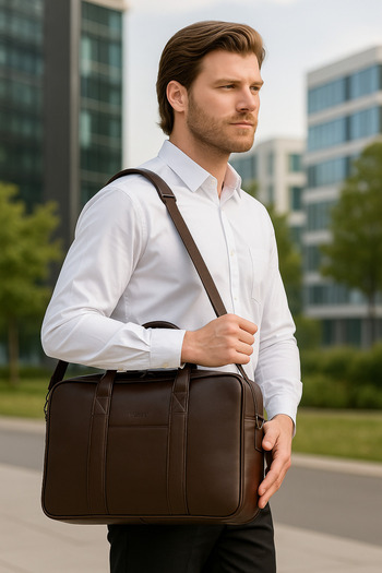 MESCHAIN Куфарче за лаптоп Macbook Organizer 15.6" и 16" инча, кафяво