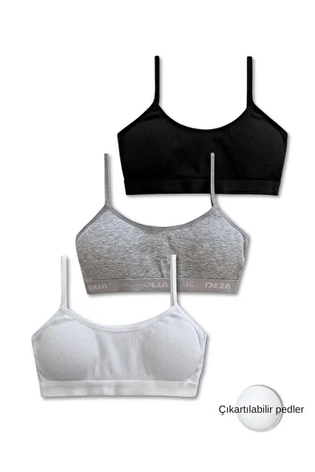 GizaKids 95% Cotton Girls' Thin Strap Training Bra Set of 3 |   Half Athlete