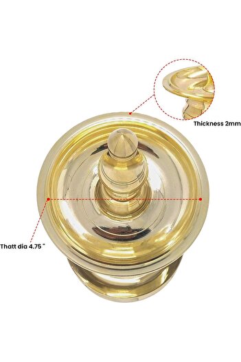 Chefline Traditional Kerala Brass Nilavilakku, Size 7 Authentic Brass Oil Lamp for Rituals & Décor