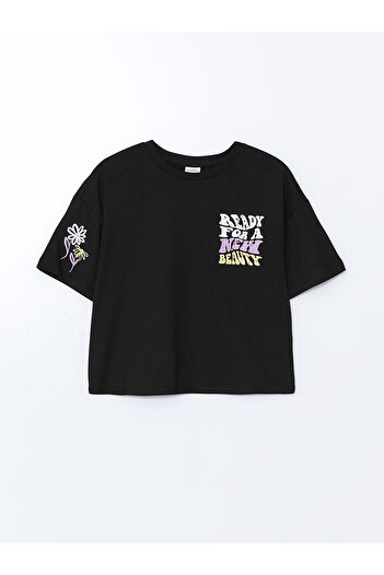 LC Waikiki Crew Neck Plain Combed Cotton Girls' T-Shirt