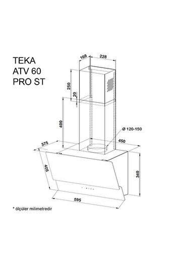 Teka Atv 60 Pro St 60 Cm. Gri Cam Duvar Tipi Davlumbaz
