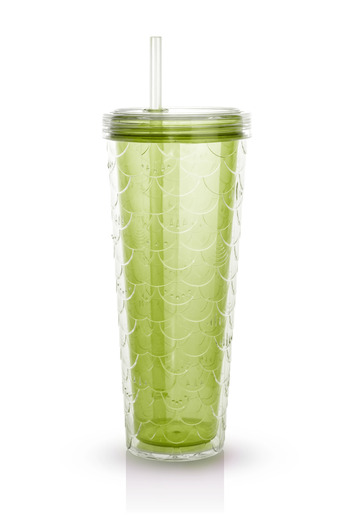 Kitchen Life Sparkle Colored Glass with Straw 750 ml Presentation Glass with Lid, Soft Drink Glass