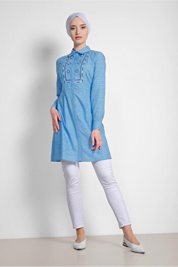 Alvina Square Patterned Embroidered Cotton Tunic 4150
