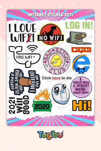TUGİBU Wi-Fi Sticker Set, Internet Sticker, 13 Online Stickers