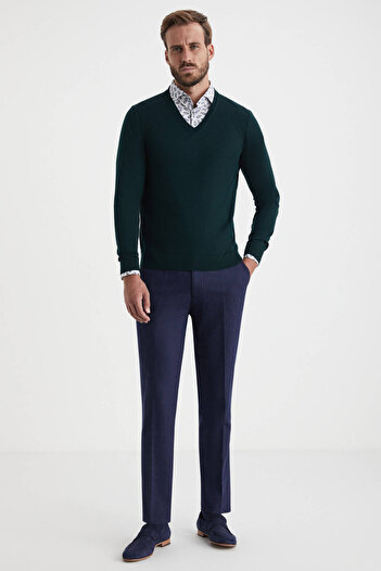 Hemington V-Neck Emerald Green Merino Wool Sweater