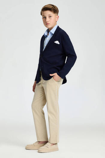 Hemington Navy Blue Giza Cotton Knitwear Children's Blazer Jacket