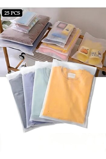 Generic 25 Pcs Frosted Clothes Packaging Bags for Shipping, Reusable Frosted Zipper Plastic Bags for Clothin
