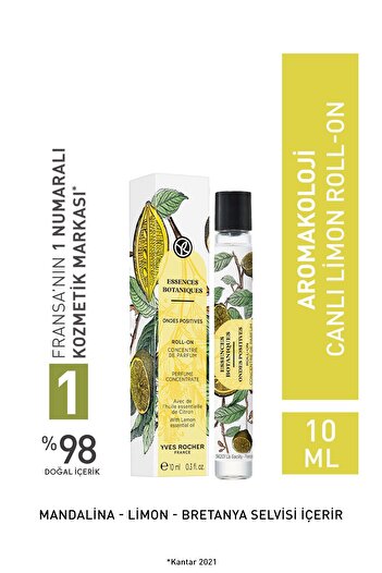 Yves Rocher Canlı Limon Konsantre Roll-on Parfüm-aromakoloji- Vegan-10ml