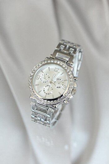 Spectrum Silver Color Zircon Stone Metal Women's Watch