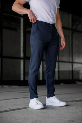 Ser Joven Erkek Slim Fit Lacivert Keten Pantolon