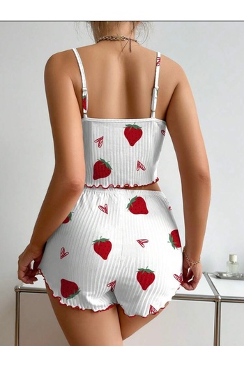 EDLİNGERİE Strawberry Patterned Mini Shorts Set