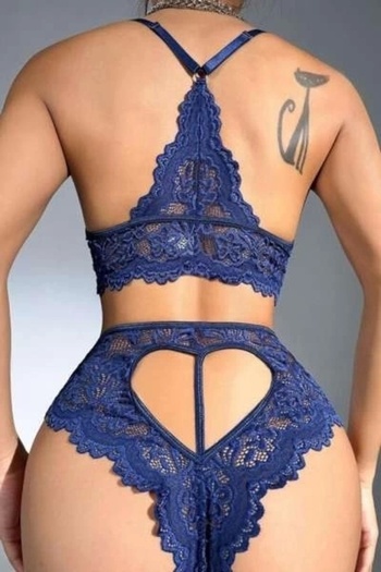 buHillco Set sutien bralet din dantelă pentru femei Fordreams Saks Blue