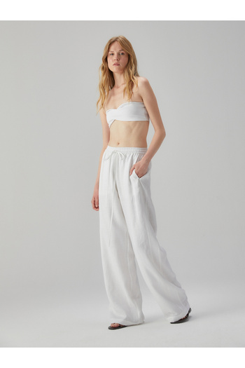 BAQA White Trousers with Elastic Waist