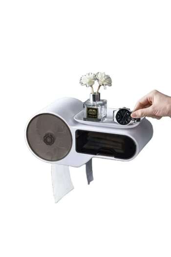 OEM Toilet Paper Holder ForHouse with Wet Wipe Storage and Space for Phone, White