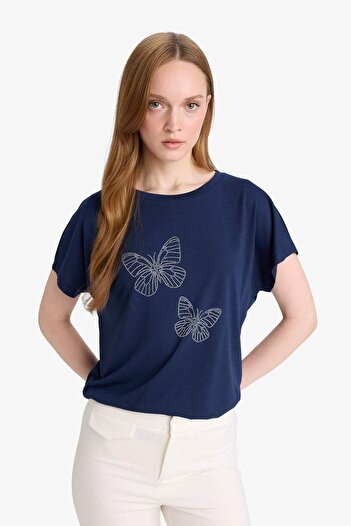 DeFacto Regular Fit Crew Neck Printed Short Sleeve T-Shirt F4835Ax25Sm