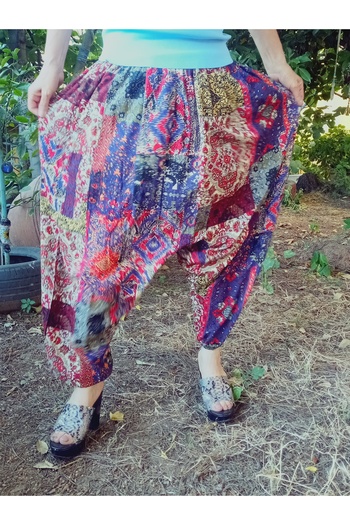 hoaryage Viscose Press Fabric Floral Patterned Shalwar with Pockets 100% Cotton Size 38 up to 100 kg with Elastic Legs