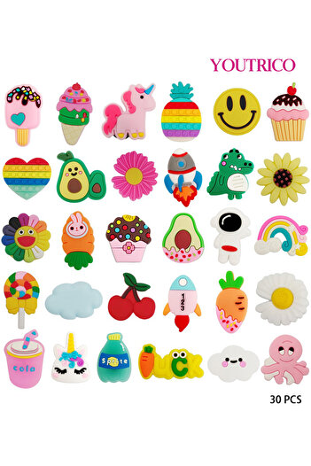 Youtrico 30pcs Cute Shoe Jibbitz Charms For Crocs - Whimsical Shoe Accessories Set