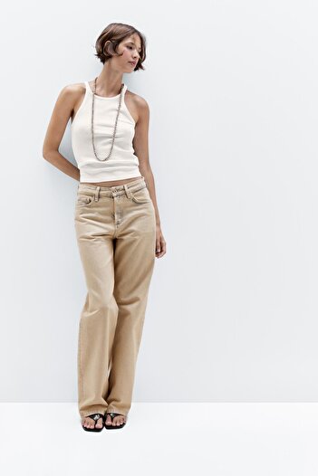 Massimo Dutti Orta bel geniş paça pamuklu jean