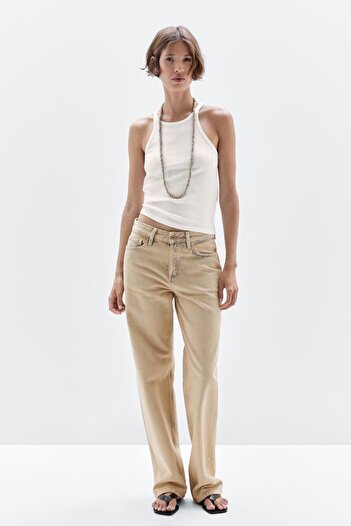 Massimo Dutti Orta bel geniş paça pamuklu jean