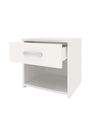 haaus.ro Remi Bedside Table, 1 Drawer, White, 40 x 35 x 40 cm