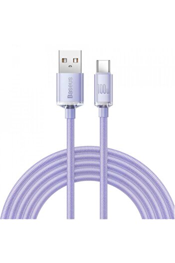 Baseus USB to Type-C data cable, 100W, 2m, Baseus Crystal Shine (CAJY000505) - Purple