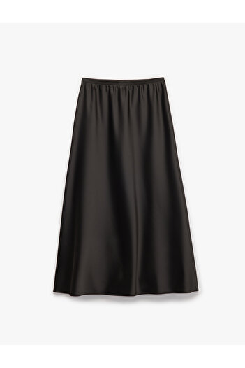Koton Standard Waist Regular Fit Satin Midi Skirt