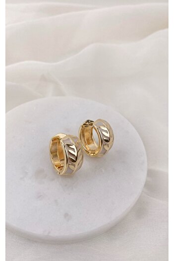 Sacha Accessories Leaf Patterned White Gold Hoop Earrings