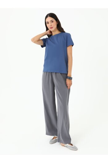Refka Crew Neck Short Sleeve T-Shirt - Indigo - Refka