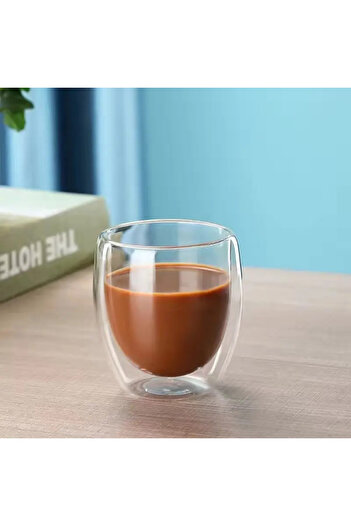 OEM Double-walled glass cup, heat-resistant, capacity 450 ml