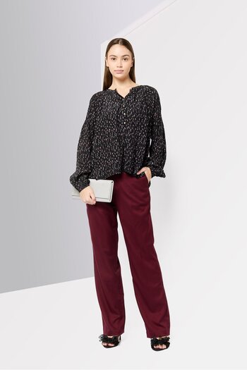 Scotch & Soda Women Crew Neck Long Sleeves Allover Print Blouse, Multicolor
