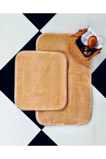 DECORA CASA HOME COLLECTİON Bathroom Mat Set 2 Pieces (60X100) and (50X60) Washable Non-Slip Base Toilet Seat Set