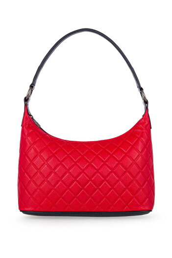 Bilik Deri Quilted Navy Blue-Red Women's Shoulder Bag Blm 8107