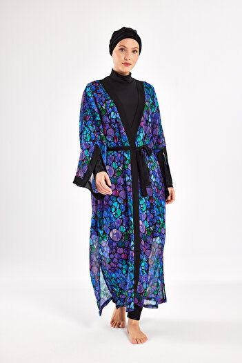 Adasea Single Pareo Kimono on Uv Protection Swimsuit 1711 Purple