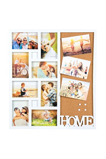 OEM Photo frame, 8 photo frames, 1 cork board, multiple, white, 58x54 cm
