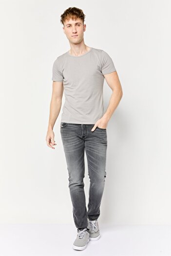 Diesel Men Troxer Skinny Fit Washed Stretchable Denim Jeans, Grey