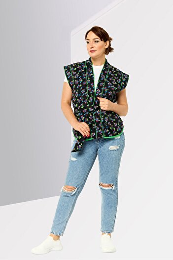 Scotch & Soda Women Quilted Belted Vest, Floral