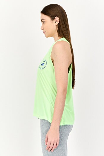 adidas Women Sportswear Fit Graphic Print Sleeveless Running Tank Top, Lime Green
