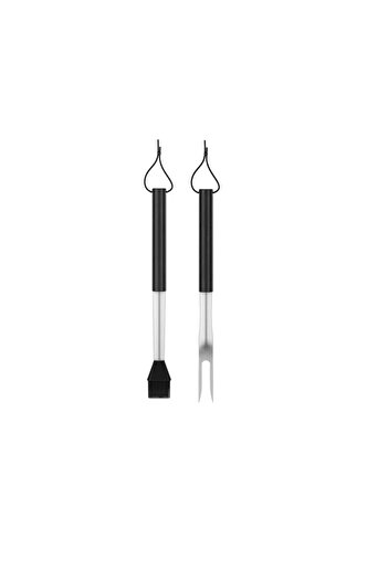 OEM Grill Meister 2-piece grill fork and marinating brush set, steel, silicone