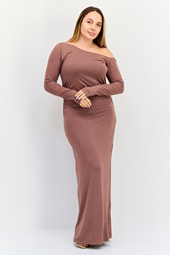 Bebe Women Solid Maxi Dress, Brown