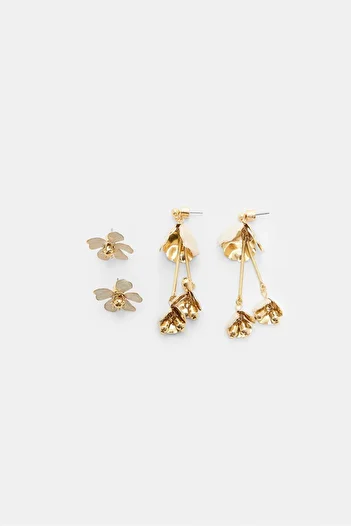 Stradivarius Set of 2 floral earrings