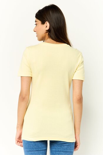 Tommy Hilfiger Women Crew Neck Embroidered Logo Short Sleeves T-Shirts, Yellow