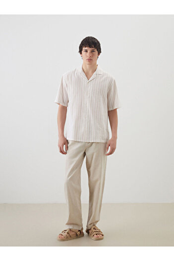 LC Waikiki Beige Comfortable Fit Linen Blend Men's Trousers