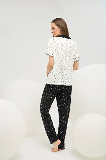 Sevim Sevi̇m 16690 Women's Printed Buttoned Pajama Set 25Y