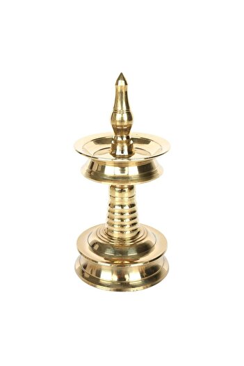 Chefline Traditional Kerala Brass Nilavilakku, Size 11 Authentic Handcrafted Brass Oil Lamp
