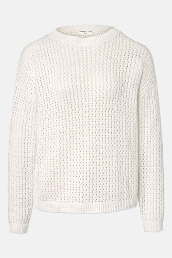 Tchibo Women Crew Neck Long Sleeve Crochet Sweater, White