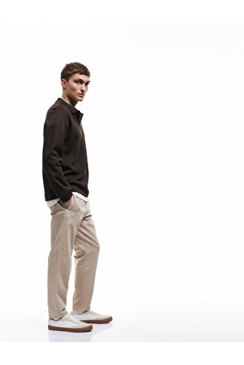 Koton Pocket Detailed Cotton Straight Fit Waist Lace up Relaxed Fit Gabardine Trousers