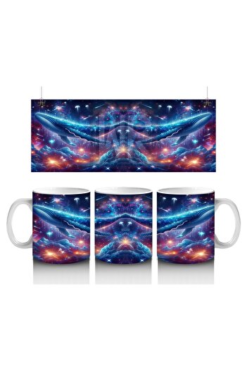 Luluyen Giant Blue Whale Patterned Mug Cup Floating in the Galaxy That Makes Children Love Milk